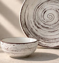 Brown Spiral Ceramic Dinner Plates Set of 6