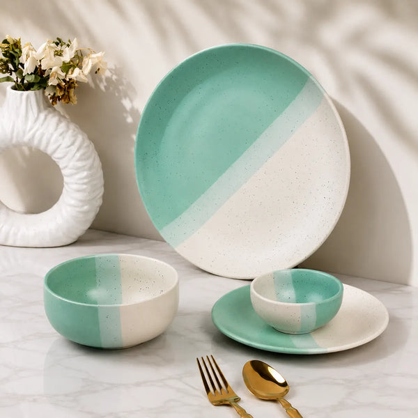 TT Green Matte 21-Piece Ceramic Dinner Set For 6