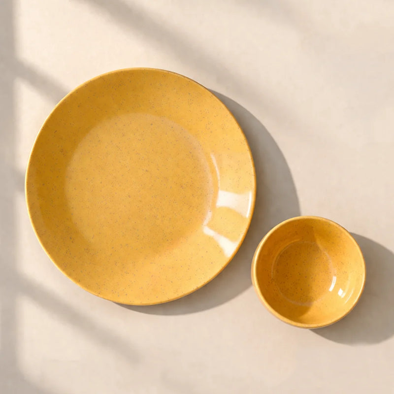 Mustard Marble Ceramic Dinner Set - 8 Pieces