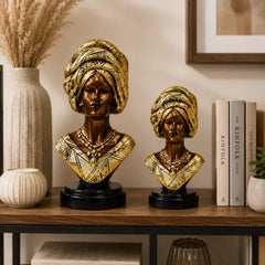 Majestic Gold & Bronze Sculptural Bust Pair (Set of 2)