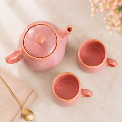Pink Glaze Ceramic Tea Set | Kettle & 2 Cups (400ml)