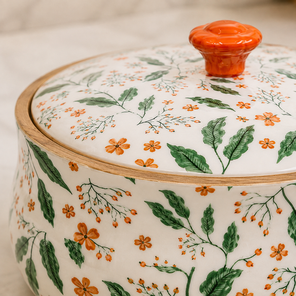 Floriva Mango Wood Roti Casserole with Lid | Handcrafted Chapati Box | 1800ML