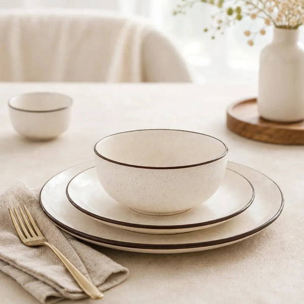 Dinner Sets Cream Ceramic 21 Piece Plates Set for Six
