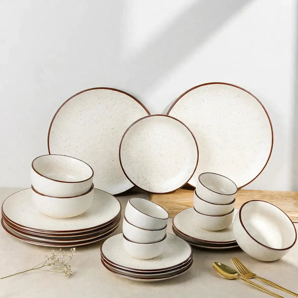 Dinner Sets Cream Ceramic 21 Piece Plates Set for Six