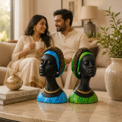 Regal Noir & Gold Sculptural Bust Duo
