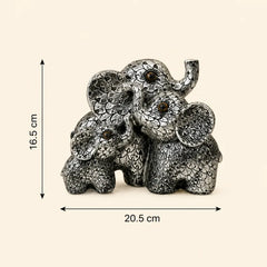 Elegant Antique Silver Elephant Family: Symbol of Unity & Prosperity
