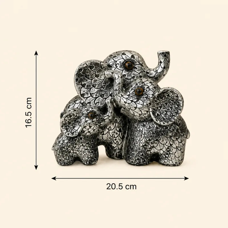 Elegant Antique Silver Elephant Family: Symbol of Unity & Prosperity