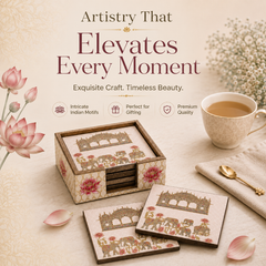 Regal Elephant Wooden Coaster Set of 6 with Holder