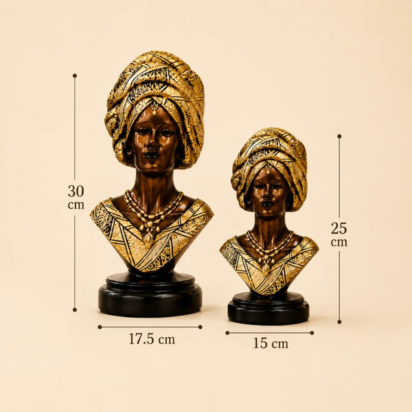 Majestic Gold & Bronze Sculptural Bust Pair (Set of 2)