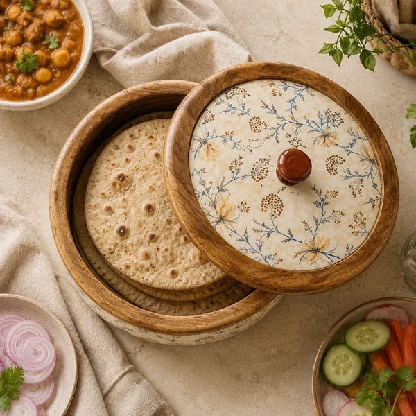 Floriva Mango Wood Roti Casserole with Flat Lid | 1600ML