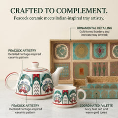 Handcrafted Ceramic Tea Set with Serving Trays – 10 Piece