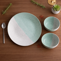 Tritone Green Matte Ceramic Set of 2 Dinner Plates