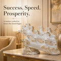 Majestic White & Gold Galloping 7 Horse Sculpture