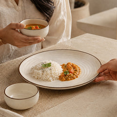 Spiral White 18-Piece Ceramic Dinner Set For 6