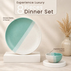 TT Green Matte Ceramic Dinner Set - 8 pieces