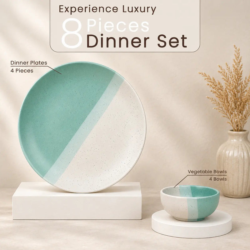 TT Green Matte Ceramic Dinner Set - 8 pieces