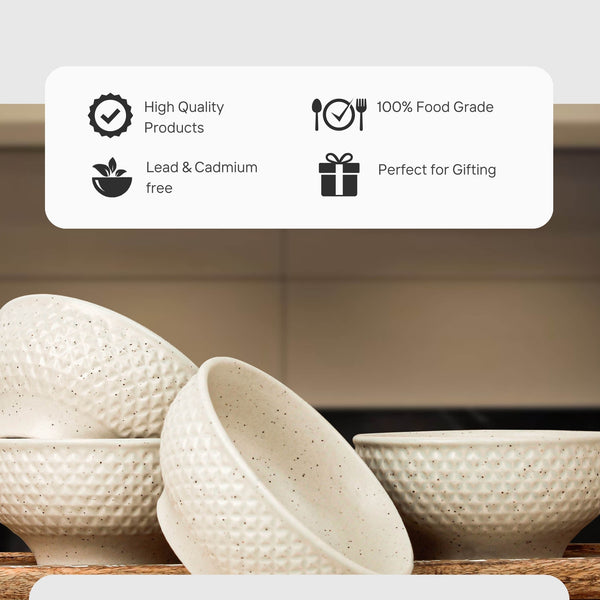 Cream Star Ceramic Bowl Set of 4 – 580ML