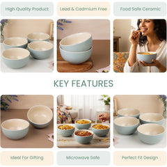 Grey Mellow Ceramic Bowl Set of 4