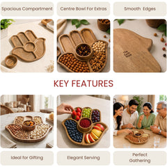 Wooden Hand Platter with Bowl (11 Inch) – Snack Serving Tray for Fruits, Snacks & Gatherings
