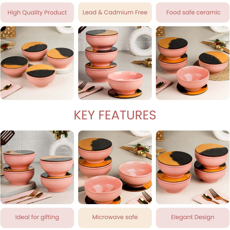 Pink Star Ceramic Bowl Set – 580ML