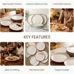 Creme Matte Ceramic Dinner Plates Set of 6