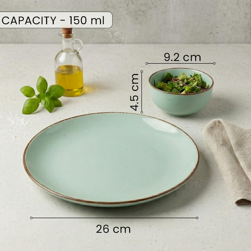 Mint Marble Handcrafted Ceramic Dinner Set - 30 Pieces