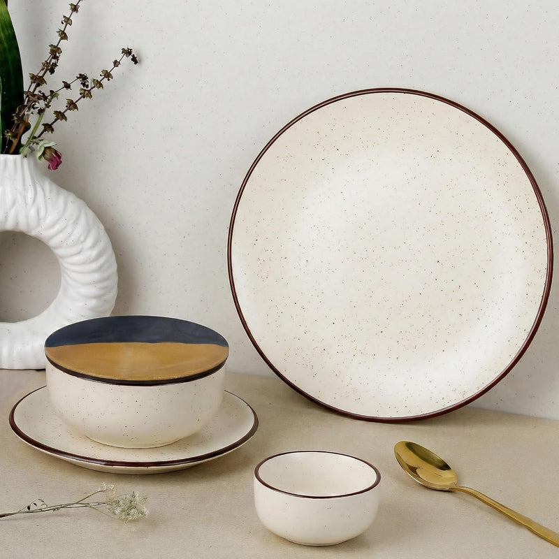 Creme Brown Handcrafted Ceramic Dinner Set - 30 Pieces