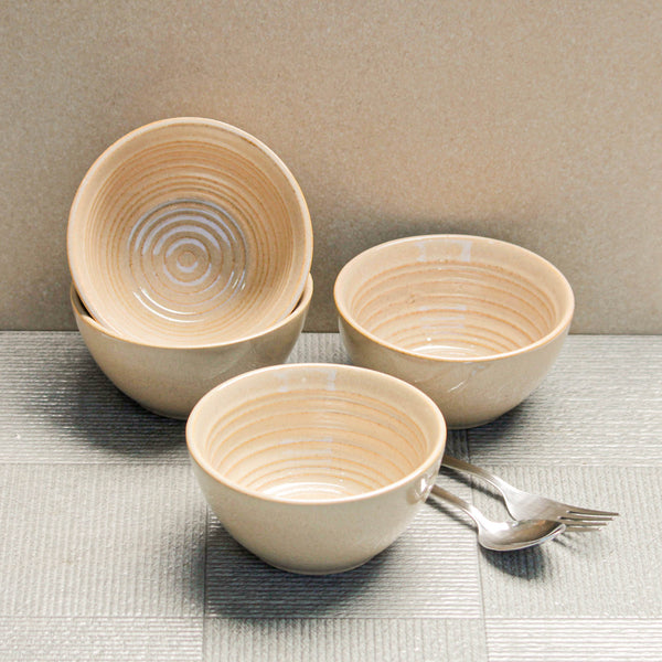 Sage Creamy Ceramic Snack Bowl Set of 4 – 400ML