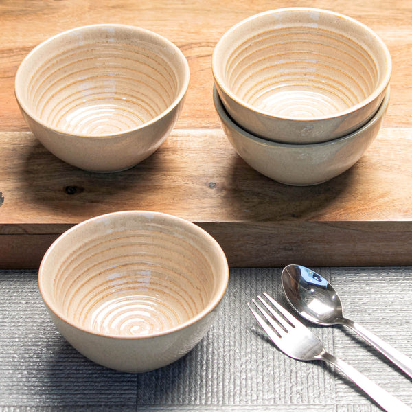 Sage Creamy Ceramic Snack Bowl Set of 4 – 400ML