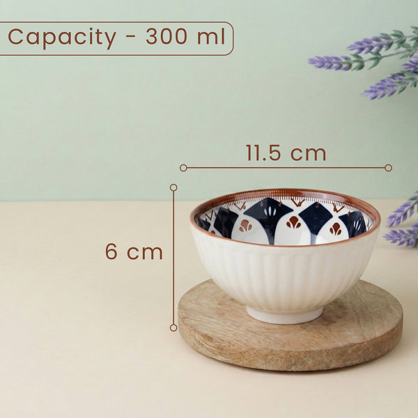 Blue Oriental Ceramic Bowl Set of 4 - 300ml