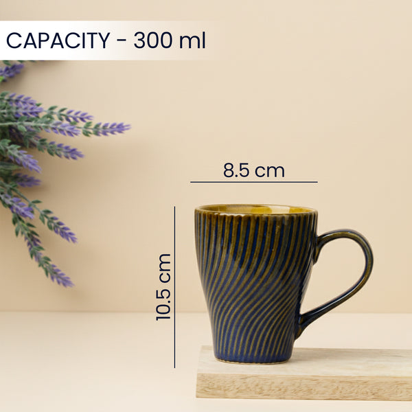 Blue Fusion Wave Ceramic Mugs Set of 4 (300ML) – Microwave Safe