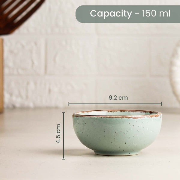 Glossy Mint Marble Ceramic Vegetable Bowl Set of 6