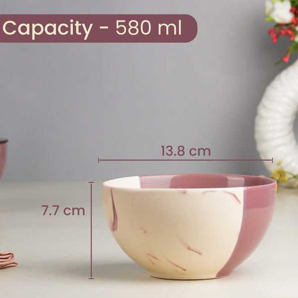 Magenta Italian Ceramic Bowl Set of 4 – 580ML with Lid