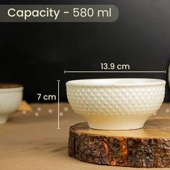 Cream Star Ceramic Bowl Set of 2 – 580ML with Lid