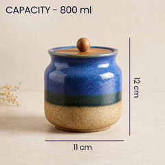 Rustic Blue Ceramic Jar Set of 2 (800ML) kitchen storage containers