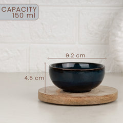 Galaxy Blue Ceramic Vegetable Bowl Set of 4, 150 ML