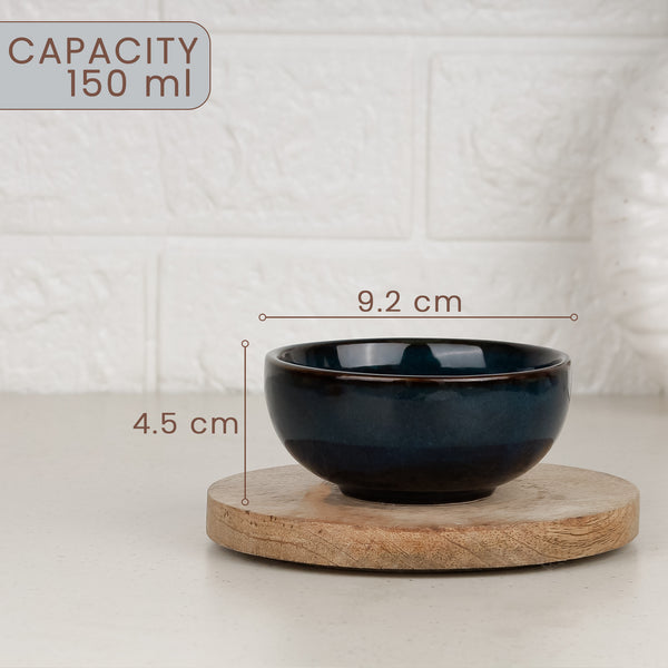 Galaxy Blue Ceramic Vegetable Bowl Set of 4, 150 ML