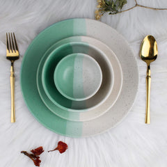 TT Green Matte 21-Piece Ceramic Dinner Set For 6