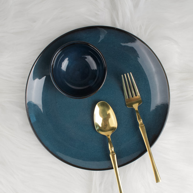 Galaxy Blue Ceramic Dinner Set of 8 Pieces Serving for 4