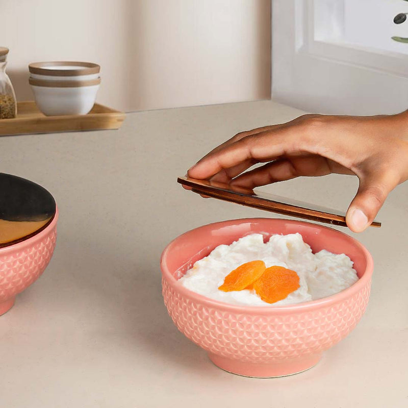 Pink Star Ceramic Bowl Set – 580ML