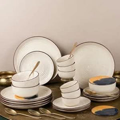 Spiral White Handcrafted Ceramic Dinner Set - 30 Pieces