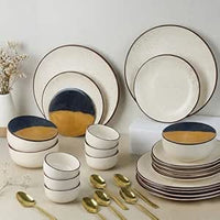 Creme Brown Handcrafted Ceramic Dinner Set - 30 Pieces
