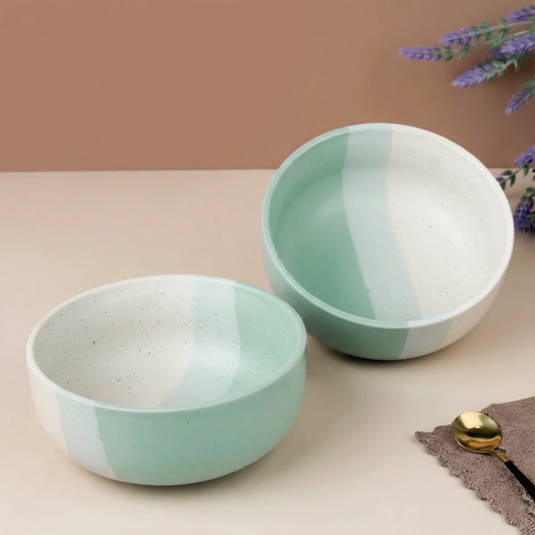 TT Green Tritone Ceramic Serving Bowl Set of 2 (800ML) – Microwave Safe