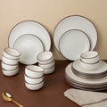 Dinner Sets Creme Matte Ceramic 24 Piece Set for Family Dining