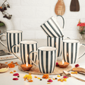 Grey Stripe Ceramic Coffee Mug Set of 6