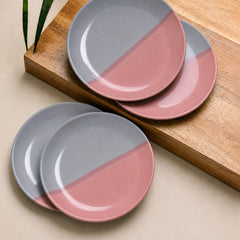 Grey Pink Ceramic Quarter Plates - Set of 6