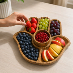 Wooden Hand Platter with Bowl (11 Inch) – Snack Serving Tray for Fruits, Snacks & Gatherings