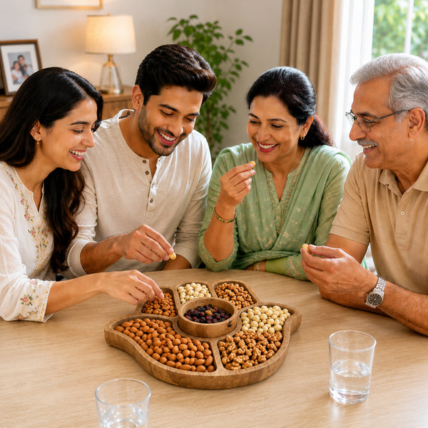 Wooden Hand Platter with Bowl (11 Inch) – Snack Serving Tray for Fruits, Snacks & Gatherings