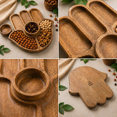 Wooden Hand Platter with Bowl (11 Inch) – Snack Serving Tray for Fruits, Snacks & Gatherings